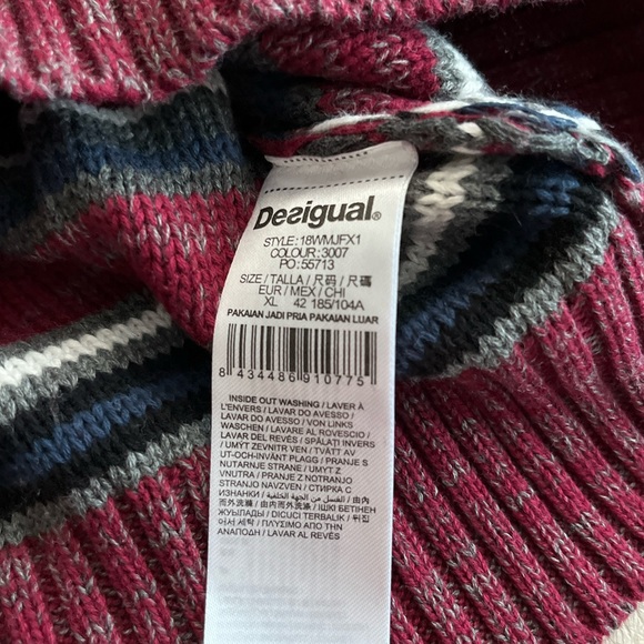 NWT - Desigual Men’s Stripes Cotton Sweater - Size XL & XXL - Picture 8 of 10